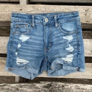 American Eagle Outfitters Light Blue Distressed Denim Shorts